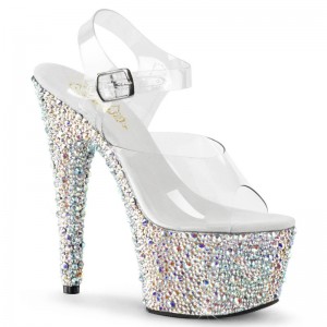 Pleaser Bejeweled-708MS Donna Scarpe Pole Dance Argento | ITALIA ITLWNPDY