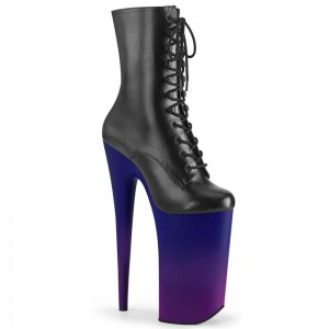Pleaser Beyond-1020BP Vegan Leather Donna Scarpe Pole Dance Nere Blu | ITALIA ITKZXWYG