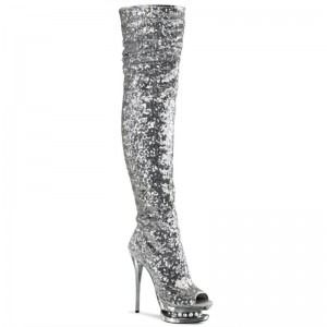 Pleaser Blondie-R-3011 Donna Scarpe Pole Dance Argento | ITALIA ITMUQEJP