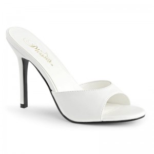 Pleaser Classique-01 Vegan Leather Donna Ciabatte Bianche | ITALIA ITCQPZNI