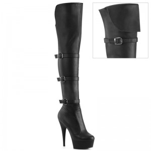 Pleaser Delight-3018 Vegan Leather Donna Scarpe Pole Dance Nere | ITALIA ITWOYAXJ