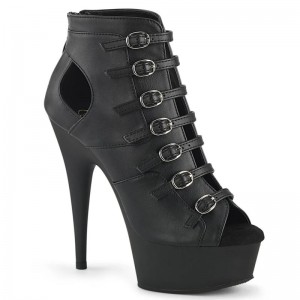 Pleaser Delight-600-11 Vegan Leather Donna Scarpe Pole Dance Nere | ITALIA ITVIWQYP