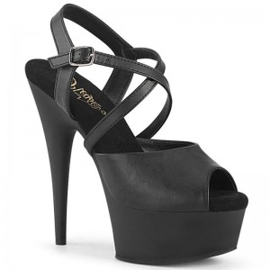 Pleaser Delight-624-1 Vegan Leather Donna Scarpe Pole Dance Nere | ITALIA ITDGTZVA