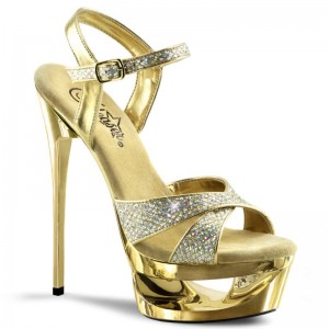 Pleaser Eclipse-619G Donna Scarpe Pole Dance Oro | ITALIA ITKNZHJA