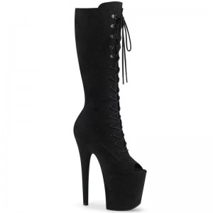 Pleaser Flamingo-2051FS Suede Donna Scarpe Pole Dance Nere | ITALIA ITPTKRGB