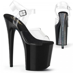 Pleaser Flamingo-808CRS-2 Donna Scarpe Pole Dance Nere | ITALIA ITJHPSYN