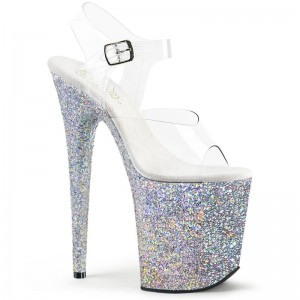 Pleaser Flamingo-808LG Donna Scarpe Pole Dance Argento | ITALIA ITMQIWLT