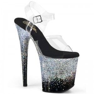 Pleaser Flamingo-808SS Donna Scarpe Pole Dance Argento | ITALIA ITAQFXNL