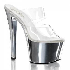 Pleaser Sky-302 Donna Ciabatte Con Plateau Argento | ITALIA ITPLUBIC