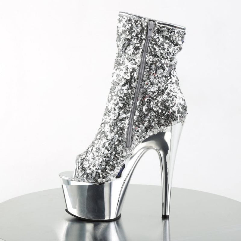 Pleaser Adore-1008SQ Donna Scarpe Pole Dance Argento | ITALIA ITFBPWZN