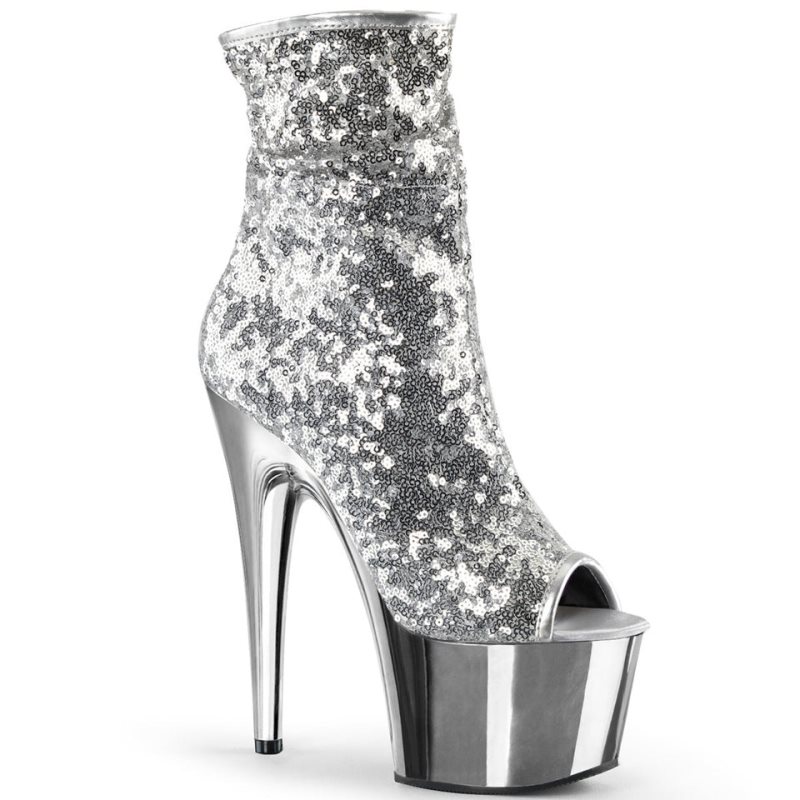 Pleaser Adore-1008SQ Donna Scarpe Pole Dance Argento | ITALIA ITFBPWZN