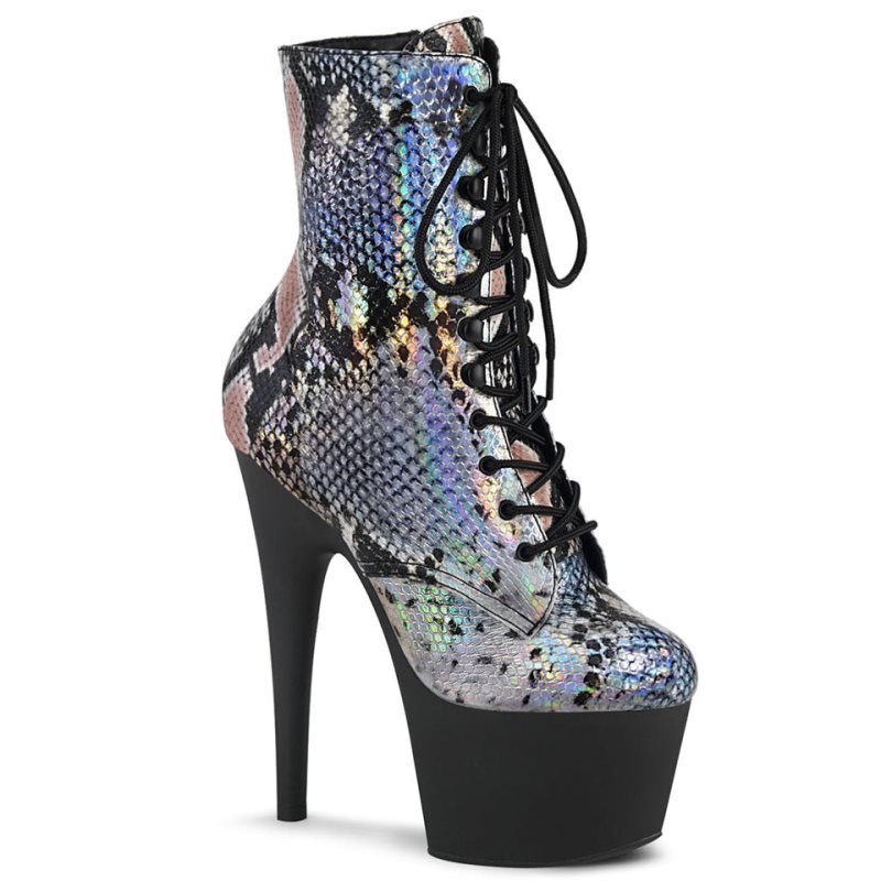 Pleaser Adore-1020SP Hologram Donna Scarpe Pole Dance Argento Nere | ITALIA ITNSVQTL
