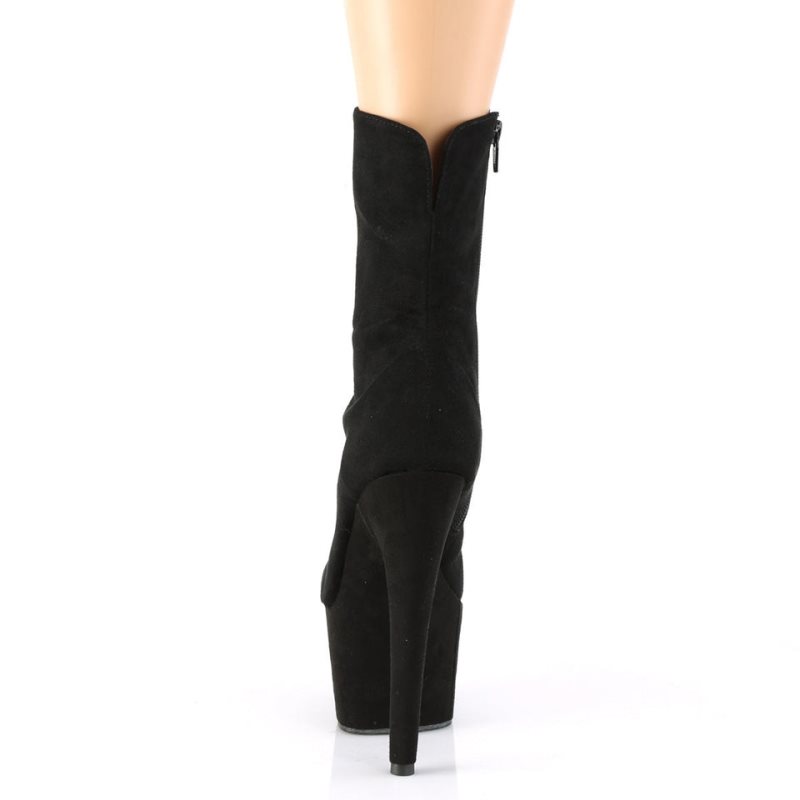 Pleaser Adore-1042 Suede Donna Scarpe Pole Dance Nere | ITALIA ITEMUHYI