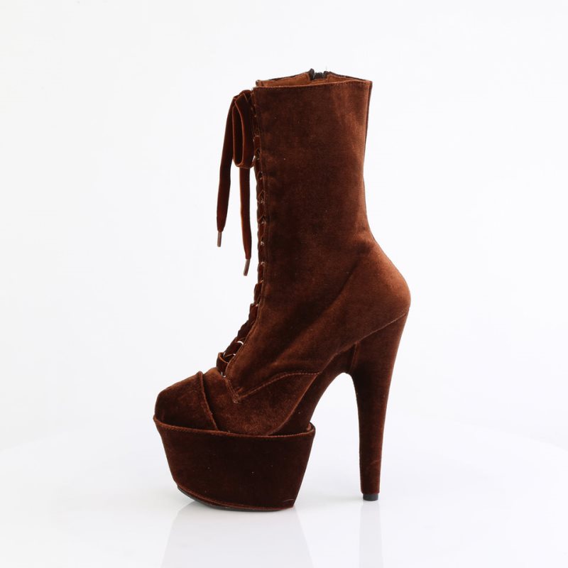 Pleaser Adore-1045VEL Donna Scarpe Pole Dance Marroni Scuro | ITALIA ITZMIVUB