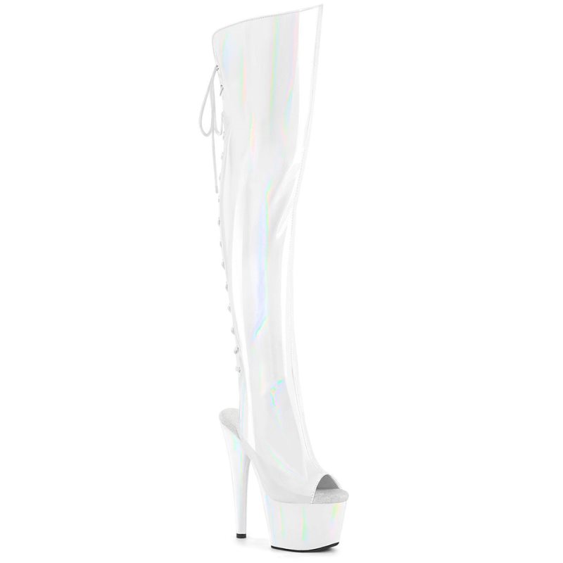 Pleaser Adore-3019HWR Stretch Holo Donna Scarpe Pole Dance Bianche | ITALIA ITNLSORZ