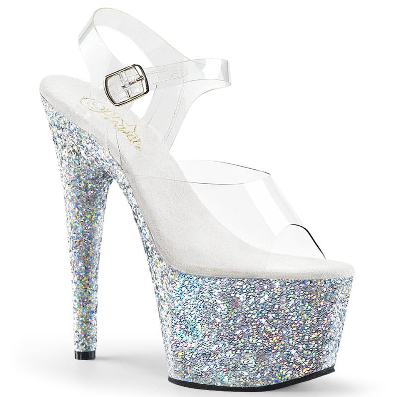 Pleaser Adore-708LG Donna Scarpe Pole Dance Argento | ITALIA ITGCKAHR