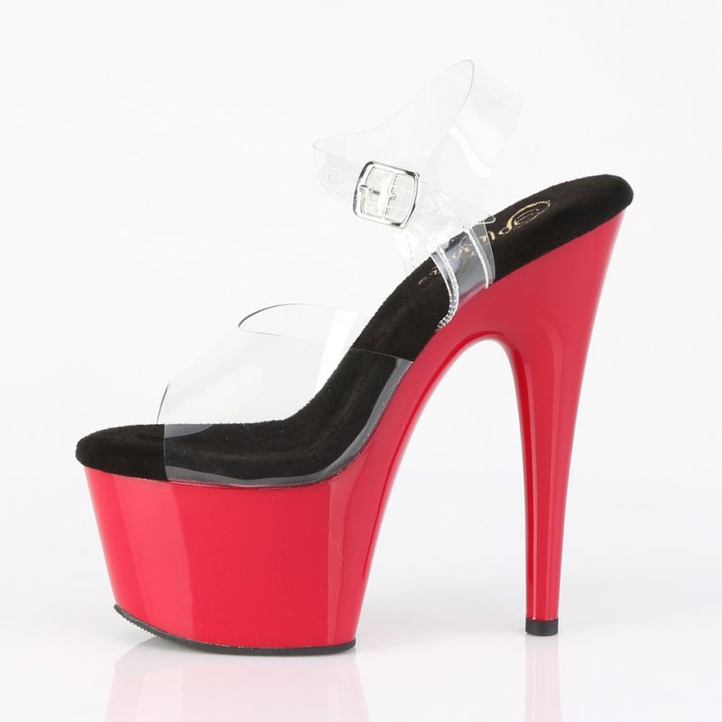 Pleaser Adore-708 Donna Scarpe Pole Dance Nere Rosse | ITALIA ITXFCDTZ