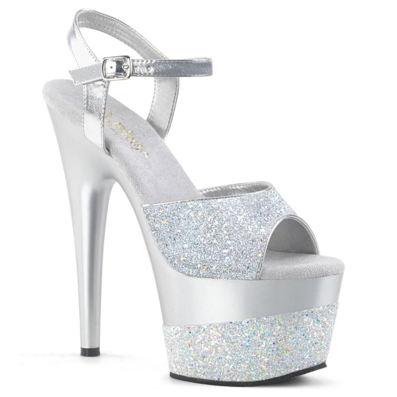 Pleaser Adore-709-2G Donna Scarpe Pole Dance Argento | ITALIA ITGQVKLB