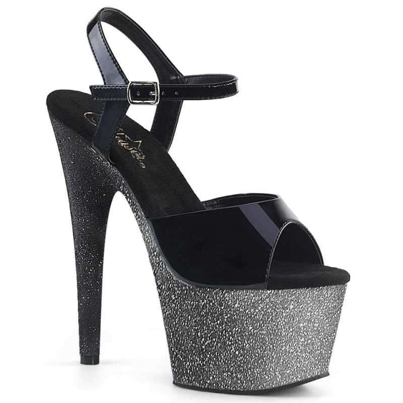 Pleaser Adore-709OMBRE Donna Scarpe Pole Dance Nere Argento | ITALIA ITHZESDU