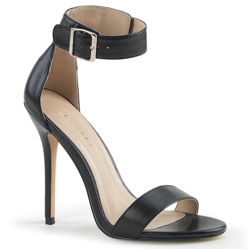 Pleaser Amuse-10 Vegan Leather Donna Sandali con Tacco Nere | ITALIA ITQWKFXJ