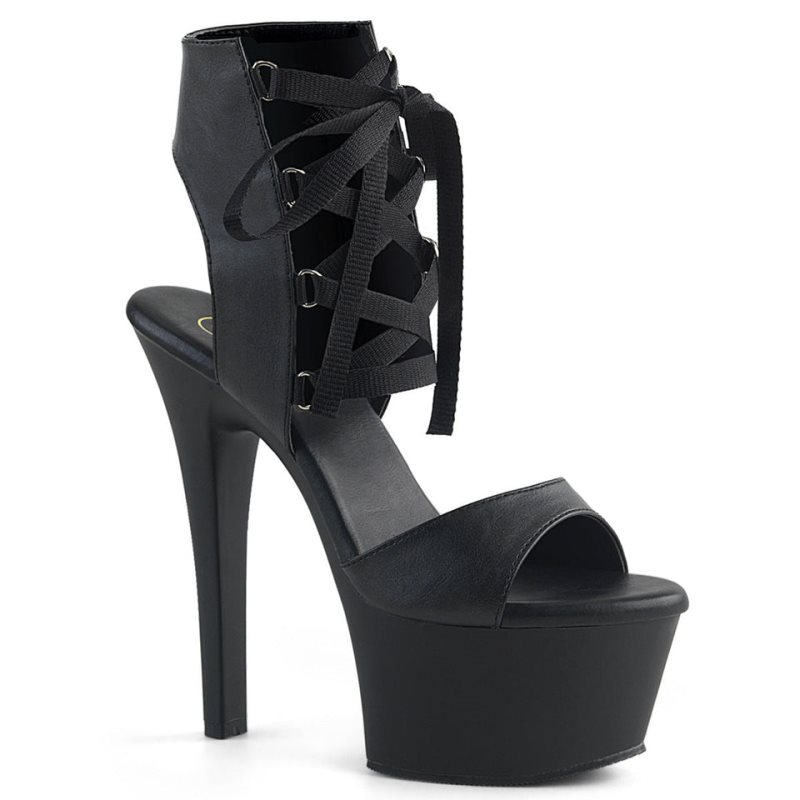 Pleaser Aspire-600-14 Vegan Leather Donna Scarpe Pole Dance Nere | ITALIA ITOYRHXS