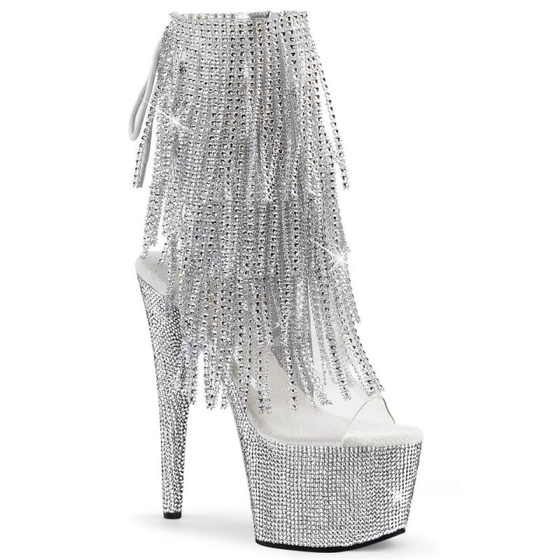 Pleaser Bejeweled-1017RSF-7 Donna Scarpe Pole Dance Argento | ITALIA ITCGZPSB