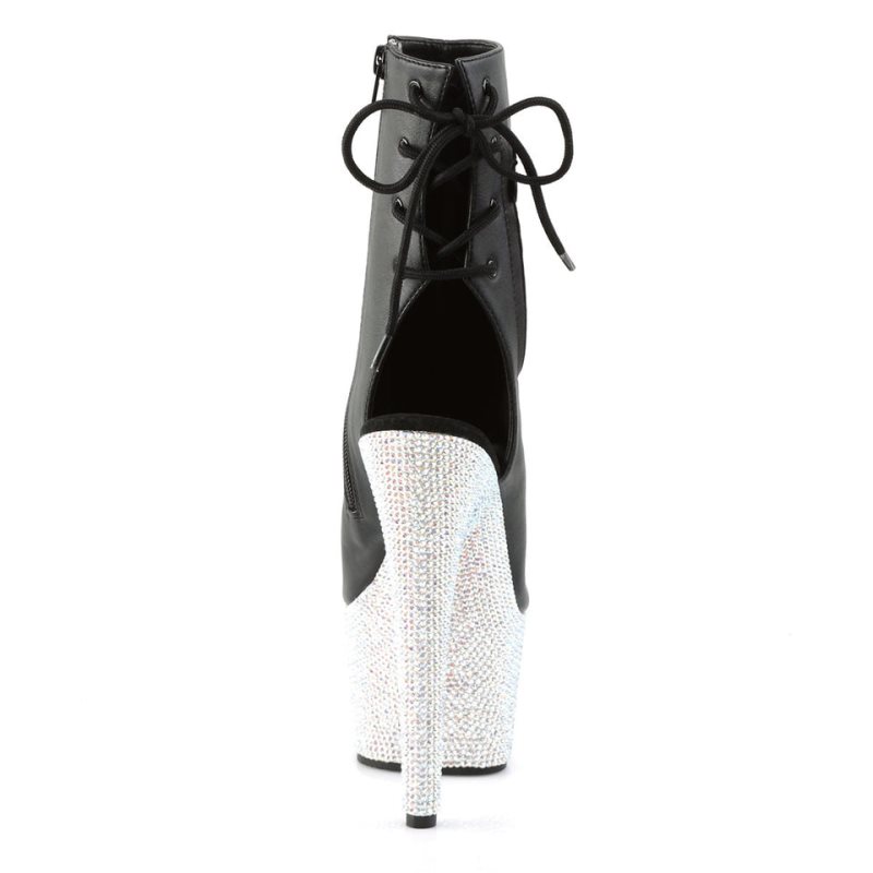 Pleaser Bejeweled-1018DM-7 Vegan Leather Donna Scarpe Pole Dance Nere Argento | ITALIA ITUZCVEY