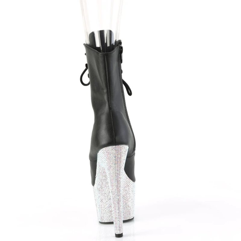 Pleaser Bejeweled-1021-7 Vegan Leather Donna Scarpe Pole Dance Nere Argento | ITALIA ITXRGOKN