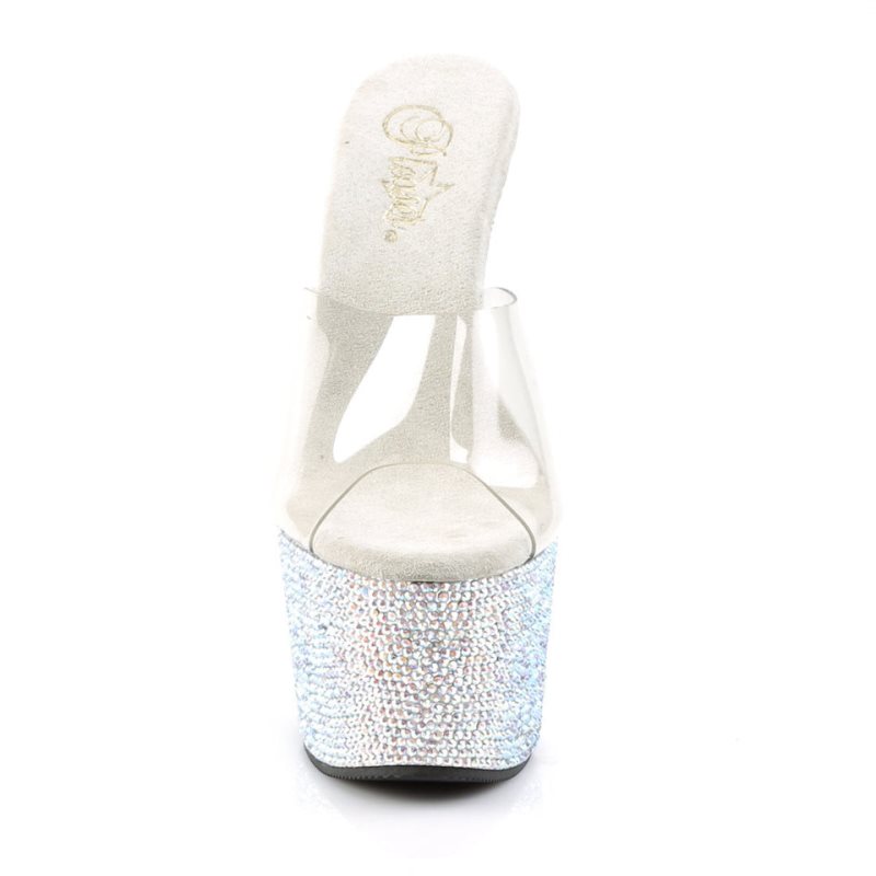Pleaser Bejeweled-701DM Donna Ciabatte Con Plateau Argento | ITALIA ITWCFZVR