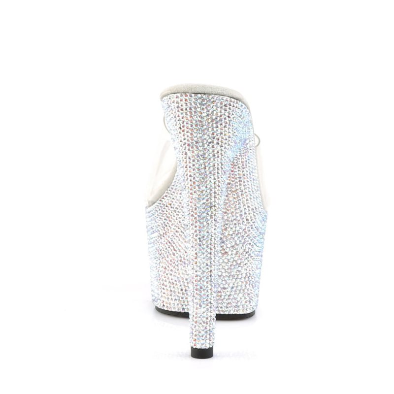 Pleaser Bejeweled-701DM Donna Ciabatte Con Plateau Argento | ITALIA ITWCFZVR
