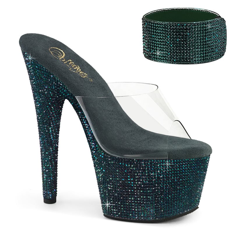 Pleaser Bejeweled-712RS Donna Ciabatte Con Plateau Verdi | ITALIA ITWHGYIR