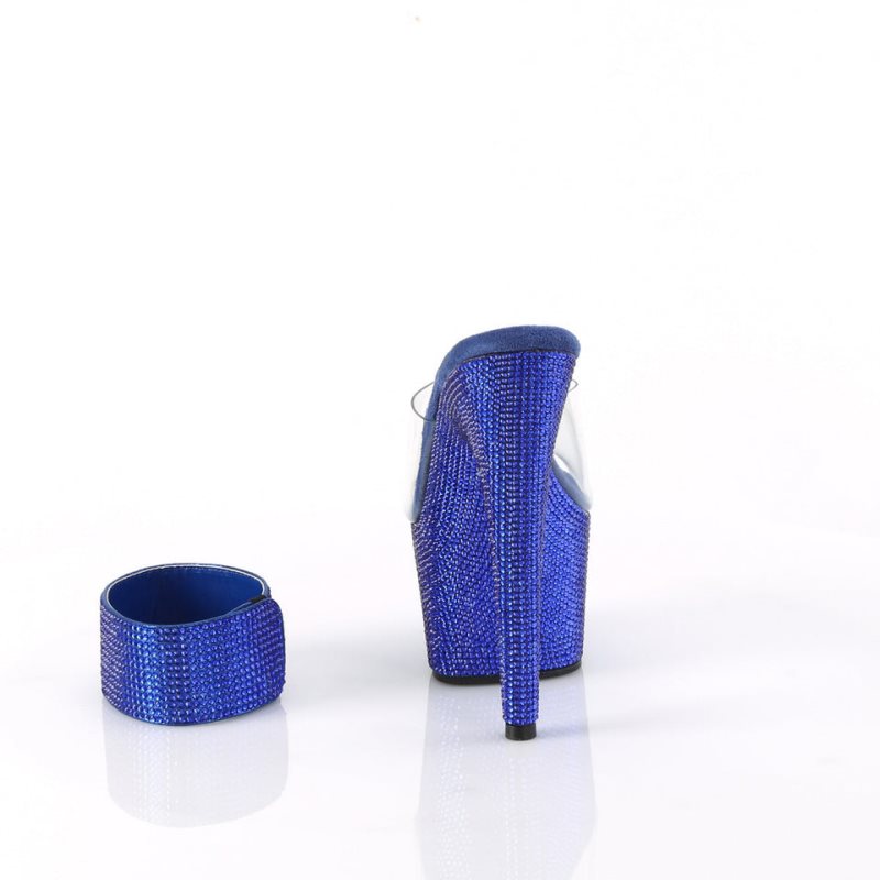 Pleaser Bejeweled-712RS Donna Ciabatte Con Plateau Blu | ITALIA ITOJRHVN