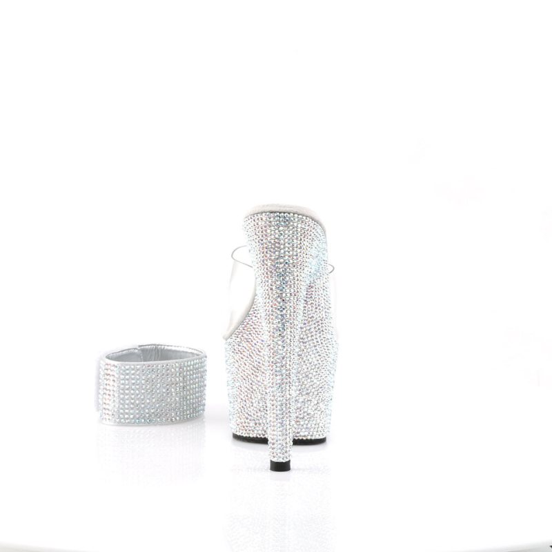 Pleaser Bejeweled-712RS Donna Ciabatte Con Plateau Argento | ITALIA ITIWGJNP