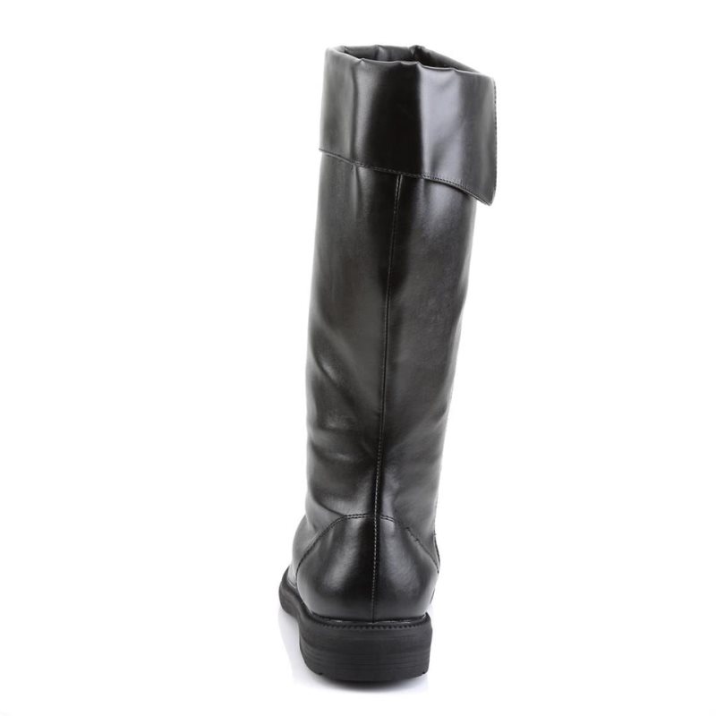 Pleaser Captain-105 Vegan Leather Uomo Stivali Ginocchio Nere | ITALIA ITJDNZHS