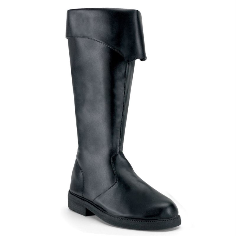 Pleaser Captain-105 Vegan Leather Uomo Stivali Ginocchio Nere | ITALIA ITJDNZHS