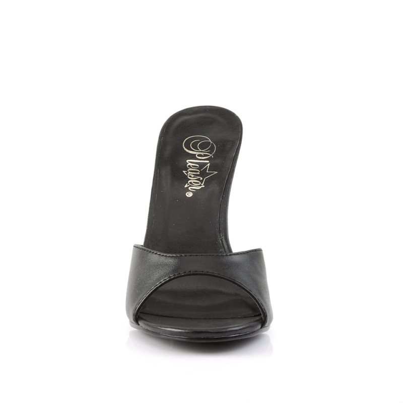 Pleaser Classique-01 Vegan Leather Donna Ciabatte Nere | ITALIA ITEHDRAS