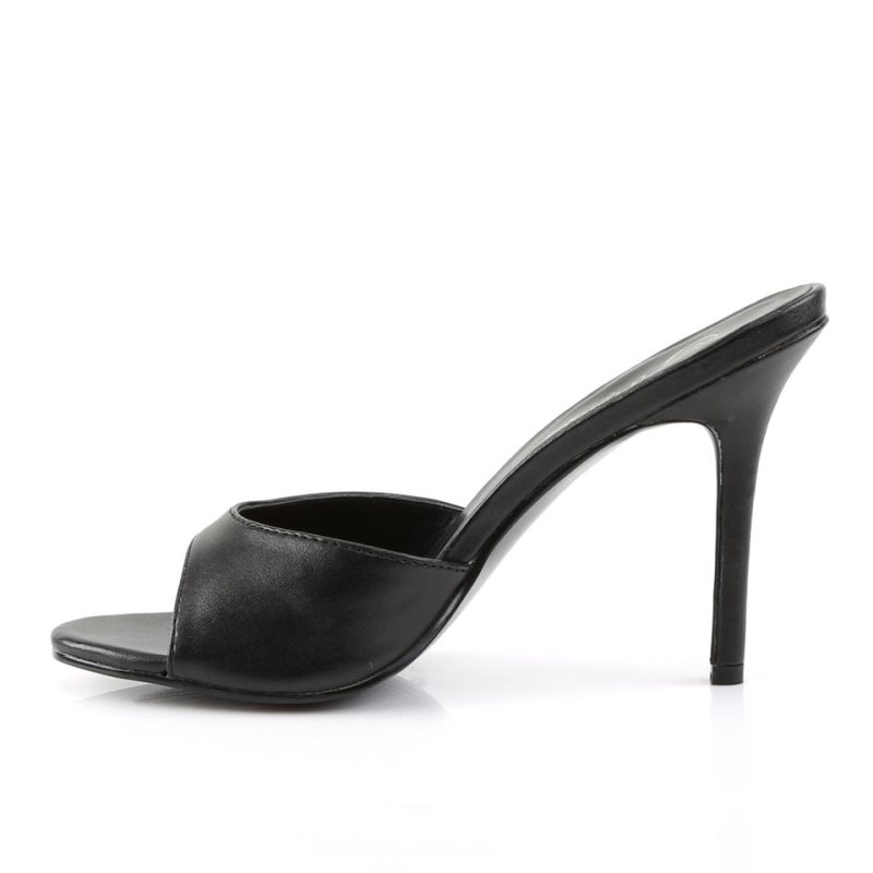 Pleaser Classique-01 Vegan Leather Donna Ciabatte Nere | ITALIA ITEHDRAS