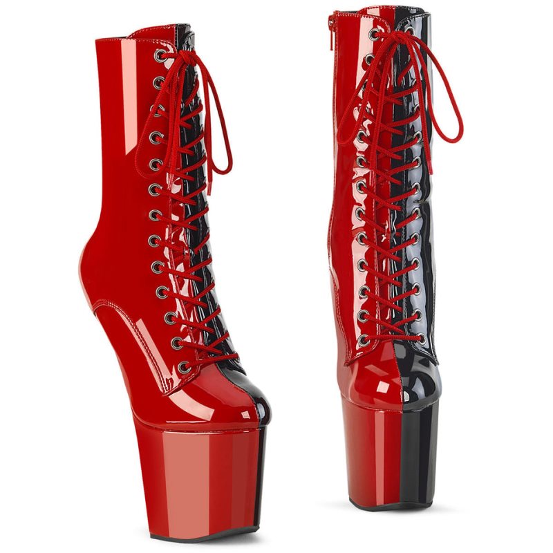 Pleaser Craze-1040TT Donna Scarpe Pole Dance Rosse Nere | ITALIA ITNQXBZL