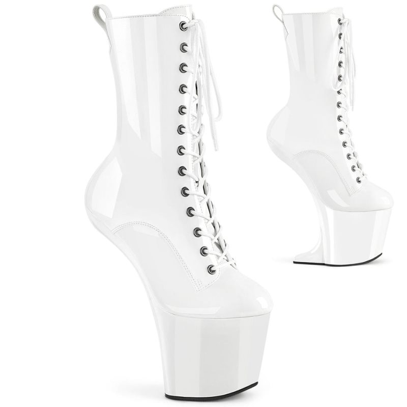Pleaser Craze-1040 Donna Scarpe Pole Dance Bianche | ITALIA ITTWQBZD
