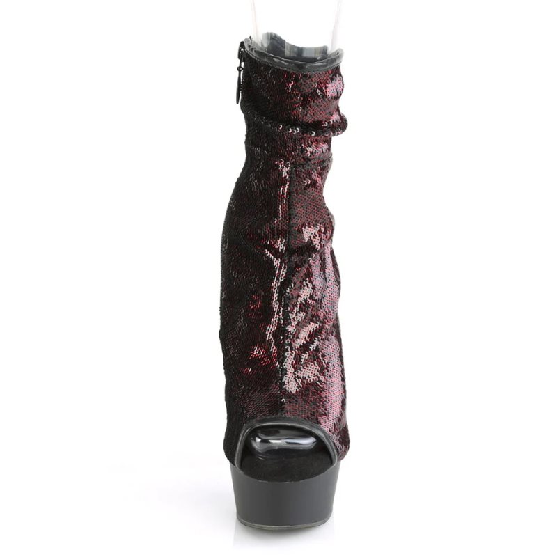 Pleaser Delight-1008SQ Donna Scarpe Pole Dance Bordeaux Nere | ITALIA ITMEBVUK