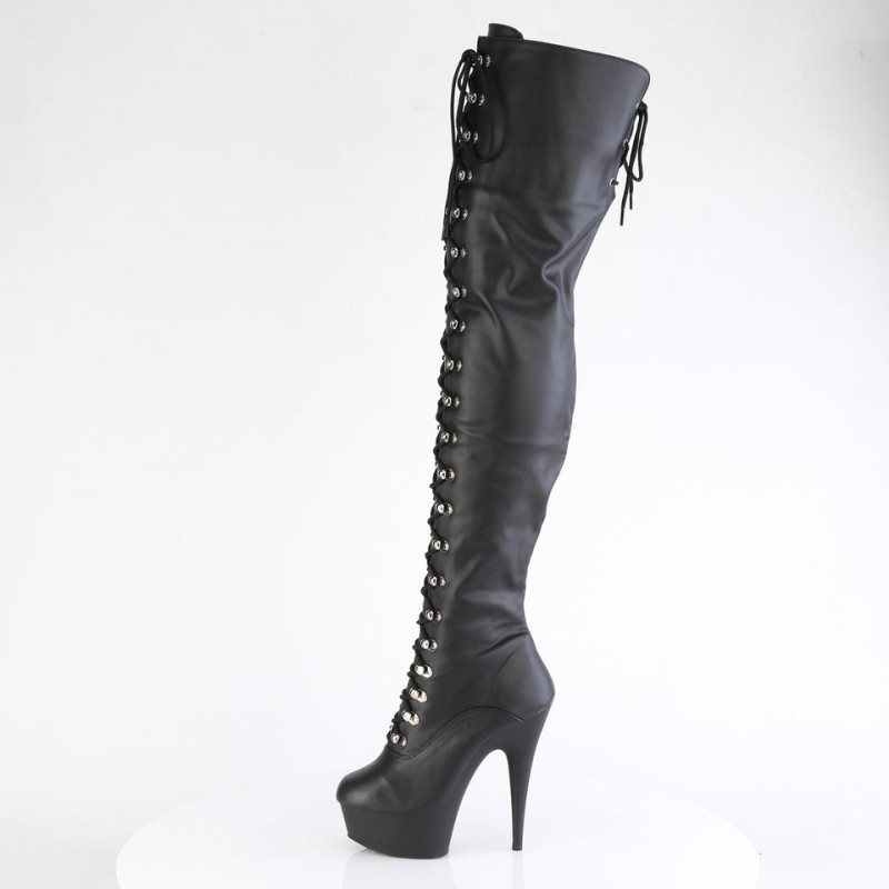 Pleaser Delight-3022 Vegan Leather Donna Scarpe Pole Dance Nere | ITALIA ITSTCAYL