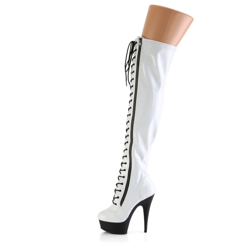 Pleaser Delight-3029 Donna Scarpe Pole Dance Bianche Nere | ITALIA ITLKNZBD