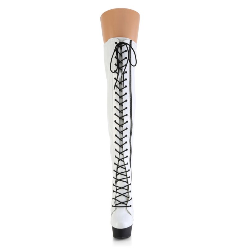 Pleaser Delight-3029 Donna Scarpe Pole Dance Bianche Nere | ITALIA ITLKNZBD