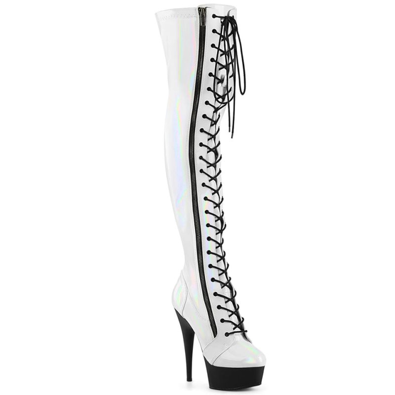 Pleaser Delight-3029 Donna Scarpe Pole Dance Bianche Nere | ITALIA ITLKNZBD