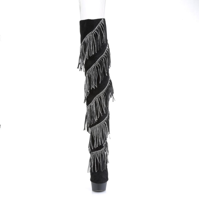 Pleaser Delight-3065 Donna Scarpe Pole Dance Argento Nere | ITALIA ITBMVRPQ