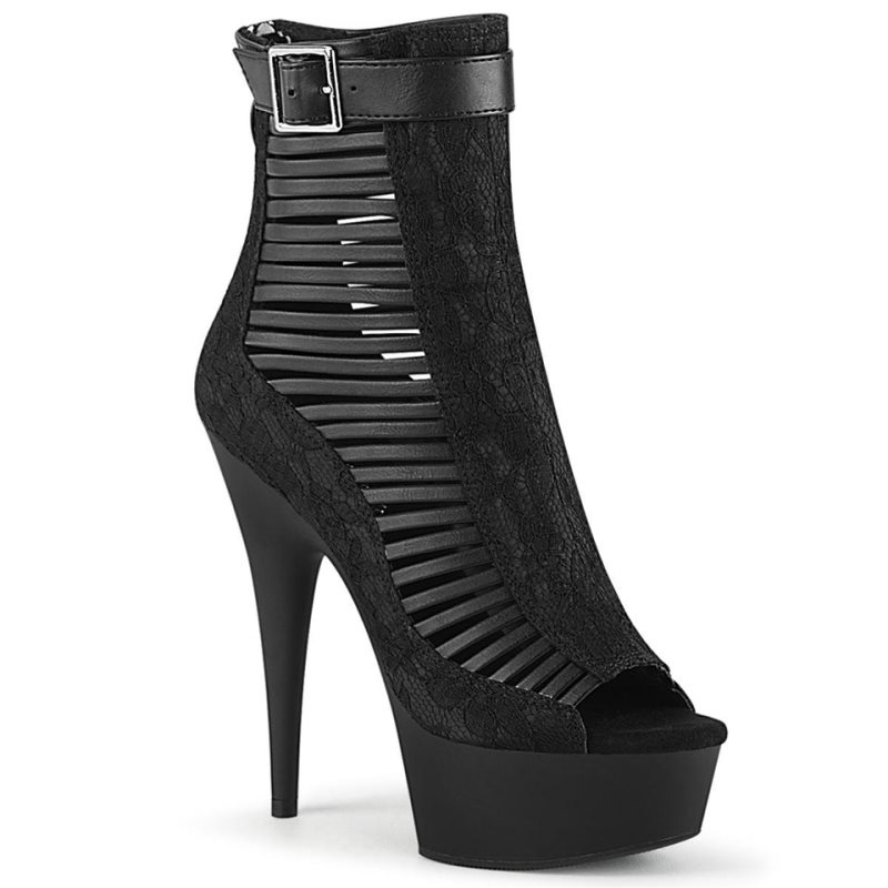 Pleaser Delight-600-27LC Vegan Leather Donna Scarpe Pole Dance Nere | ITALIA ITOXKTHE