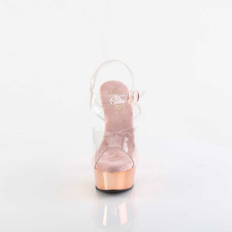 Pleaser Delight-608 Donna Scarpe Pole Dance Rosa Oro | ITALIA ITSOBRWN