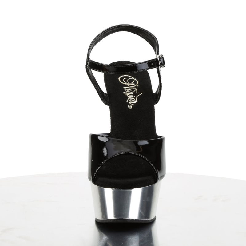 Pleaser Delight-609 Donna Scarpe Pole Dance Nere Argento | ITALIA ITOCMJRY