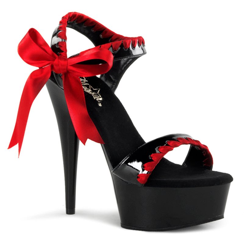 Pleaser Delight-615 Donna Scarpe Pole Dance Rosse Nere | ITALIA ITGBRWTJ