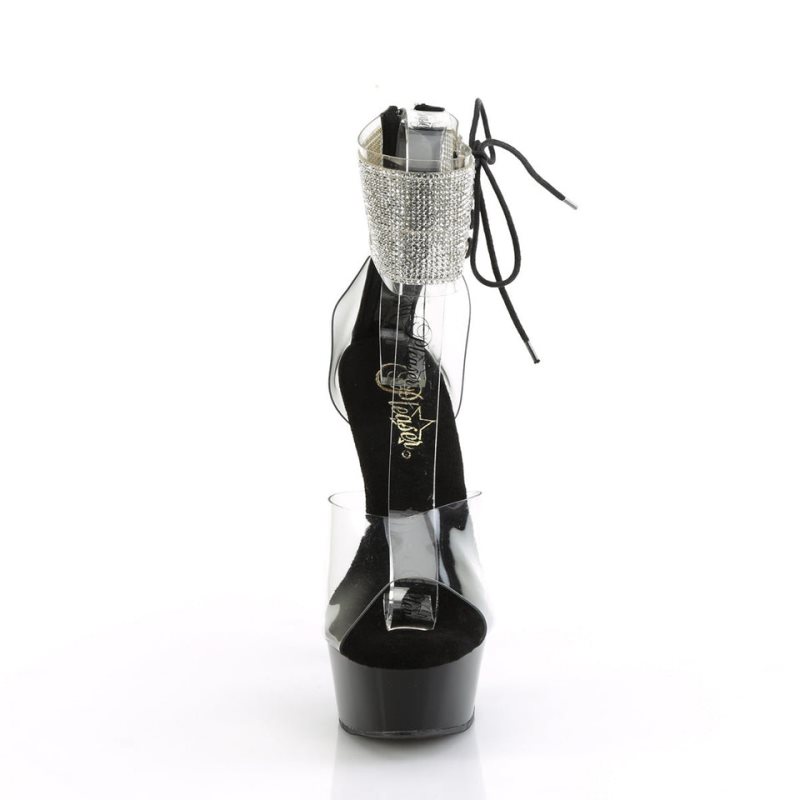 Pleaser Delight-624RS Donna Scarpe Pole Dance Nere | ITALIA ITQLKVYD